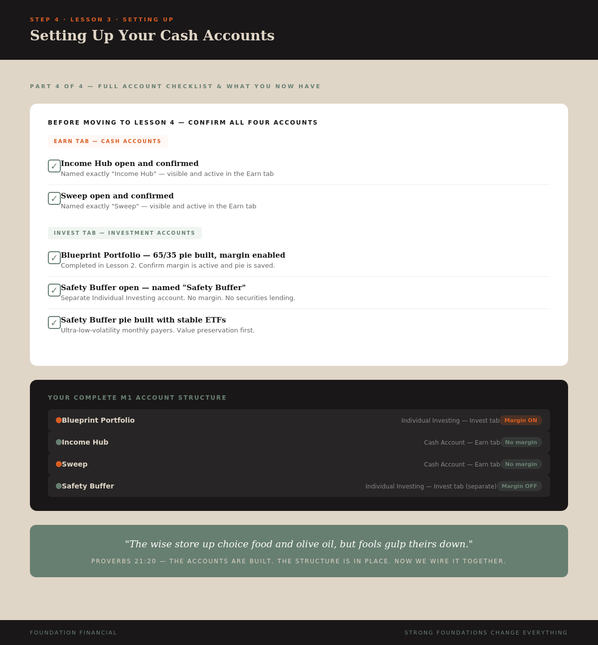 Setting Up Cash Accounts — Part 4